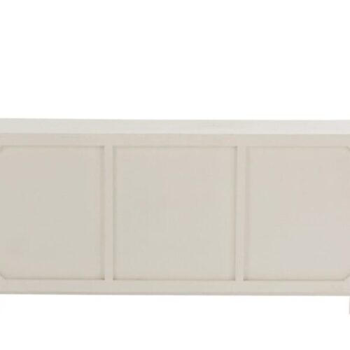 buffet 3 portes en bois exotique et rotin couleur blanc et naturel vu de dos