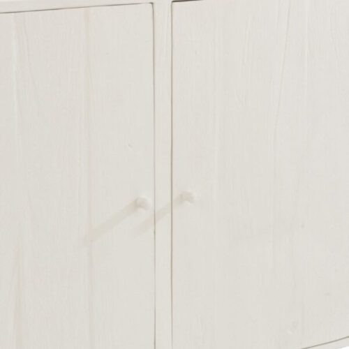 buffet 3 portes en bois exotique et rotin couleur blanc et naturel avec zoom sur les portes