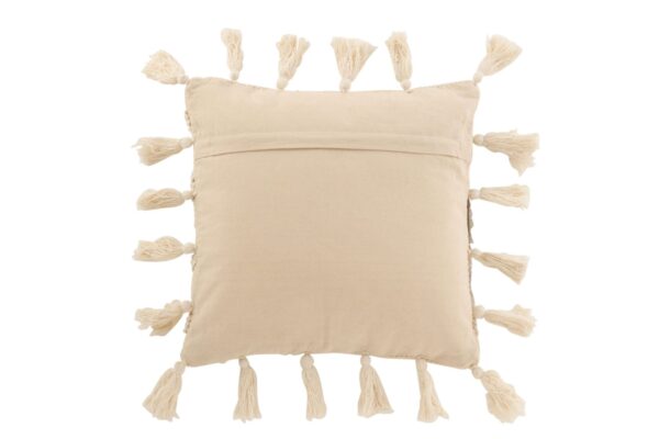 coussin carré en coton beige vu de dos