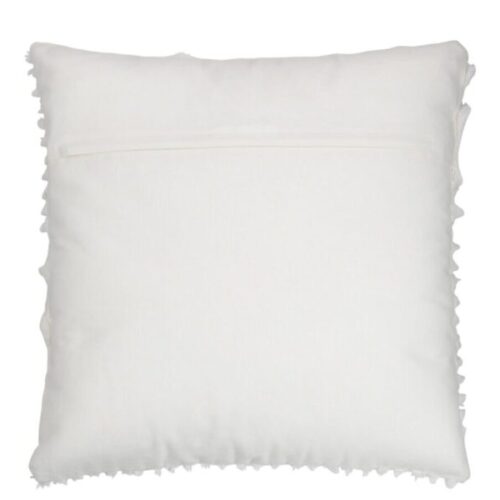 coussin carré blanc en polyester vu de dos