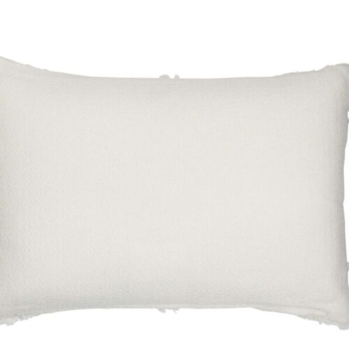 coussin rectangulaire en polyester blanc avec arcs en relief