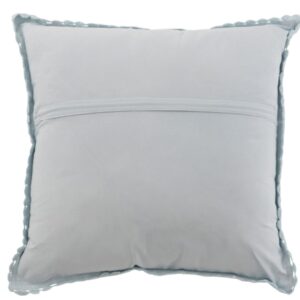 coussin carré dentelles en coton bleu vu de dos