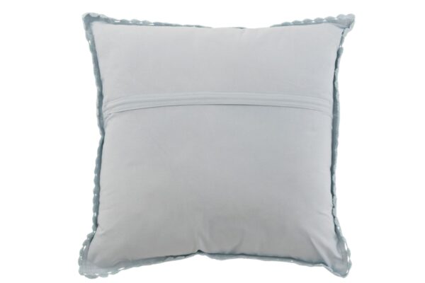 coussin carré dentelles en coton bleu vu de dos