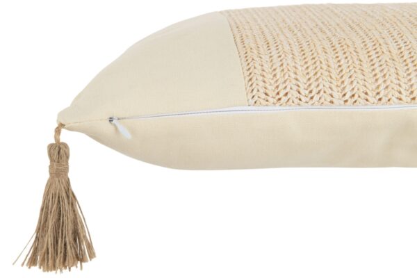 coussin carré tissage en polyester beige