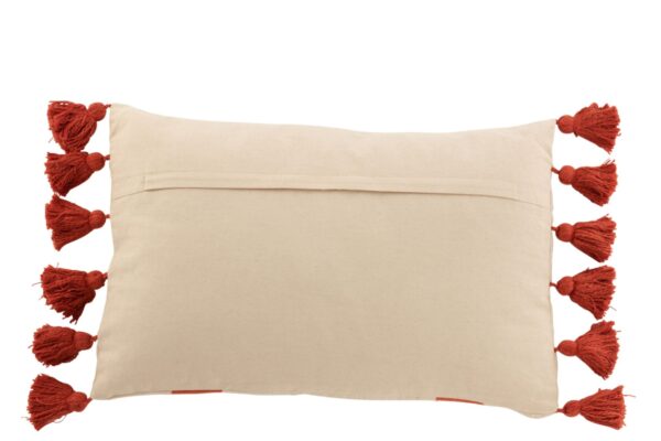 coussin rectangulaire en coton beige uni vu de dos