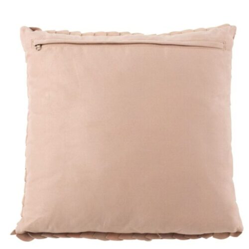 coussin carré en cuir rose vu de dos