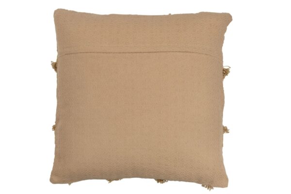 coussin carré en polyester beige vu de dos