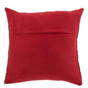 coussin carré rouge vu de dos en cuir