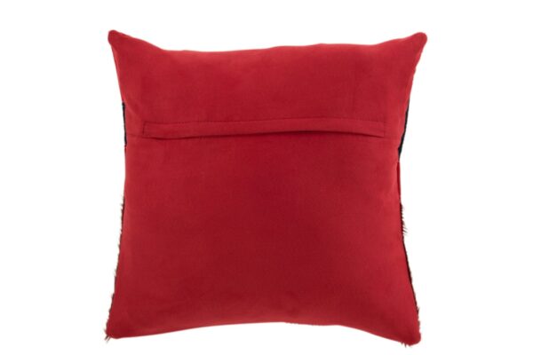 coussin carré rouge vu de dos en cuir