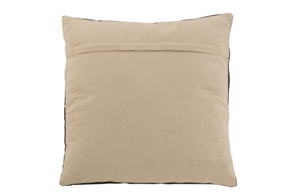 coussin en coton noir vu de dos côté beige uni