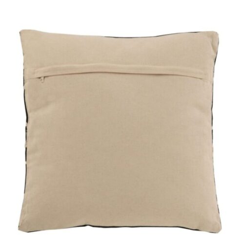 coussin carré en coton noir avec graphiques beiges vu de dos beige uni