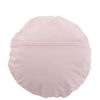 coussin rond dentelles en coton violet vu de dos