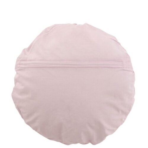 coussin rond dentelles en coton violet vu de dos