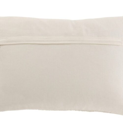 coussin macramé rectangulaire en coton beige avec losanges sur le milieu en relief vu de dos beige uni
