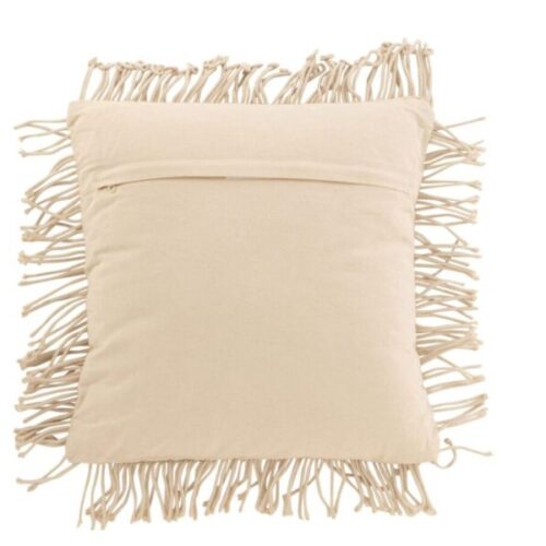 coussin carré en coton beige avec losanges en relief vu de dos beige uni