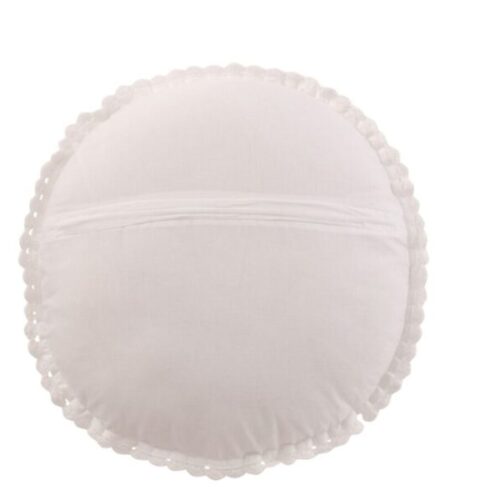 coussin dentelles rond en coton blanc vu de dos