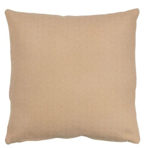 coussin carré en polyester beige vu de dos