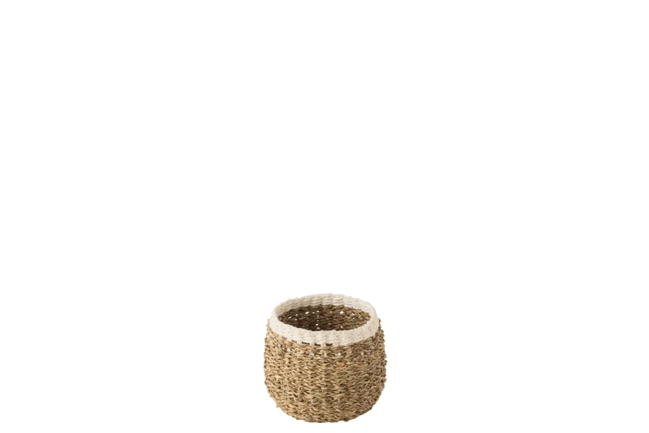PANIER ROND BORD BLANC PAPIER MARRON