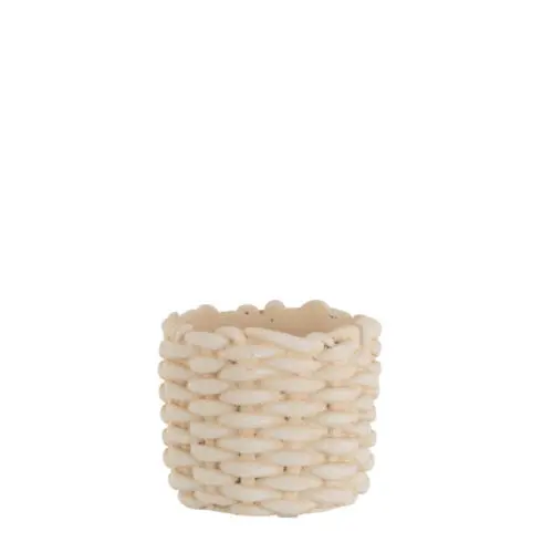 CACHE-POT IMITATION CORDE CIMENT BEIGE SMALL
