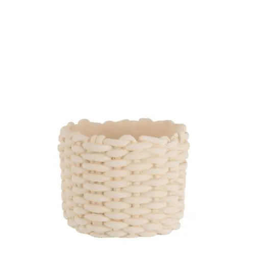 CACHE-POT IMITATION CORDE CIMENT BEIGE MEDIUM