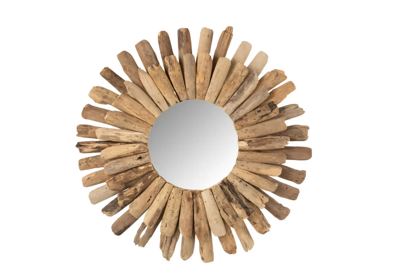 MIROIR ROND BOIS FLOTTE NATUREL LARGE