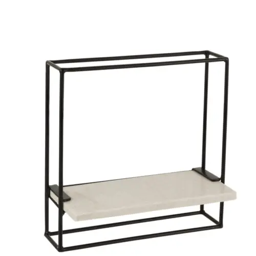 ETAGERE MURALE 1 PLANCHE FER/MARBRE NOIR/BLANC SMALL