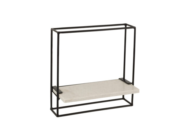 ETAGERE MURALE 1 PLANCHE FER/MARBRE NOIR/BLANC SMALL