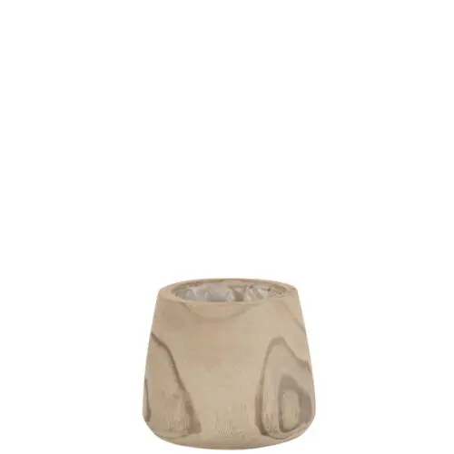 CACHEPOT BOIS DE PAULOWNIA + PLASTIQUE WHITE WASH SMALL