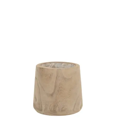 CACHEPOT BOIS DE PAULOWNIA + PLASTIQUE WHITE WASH MEDIUM