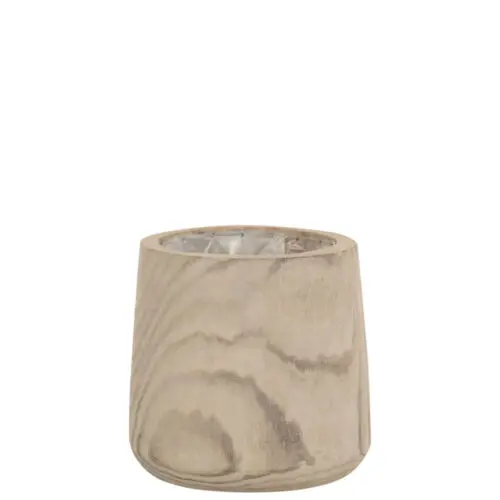 CACHEPOT BOIS DE PAULOWNIA + PLASTIQUE WHITE WASH LARGE