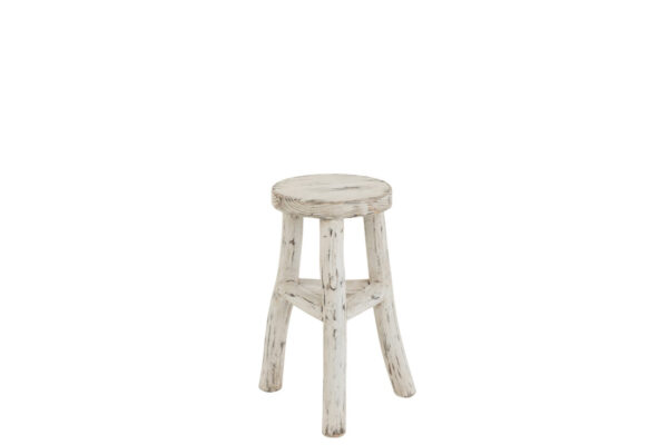 TABOURET IBIZA ROND BOIS BLANC DELAVE