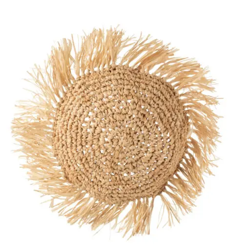 COUSSIN ROND ROTIN RAPHIA NATUREL