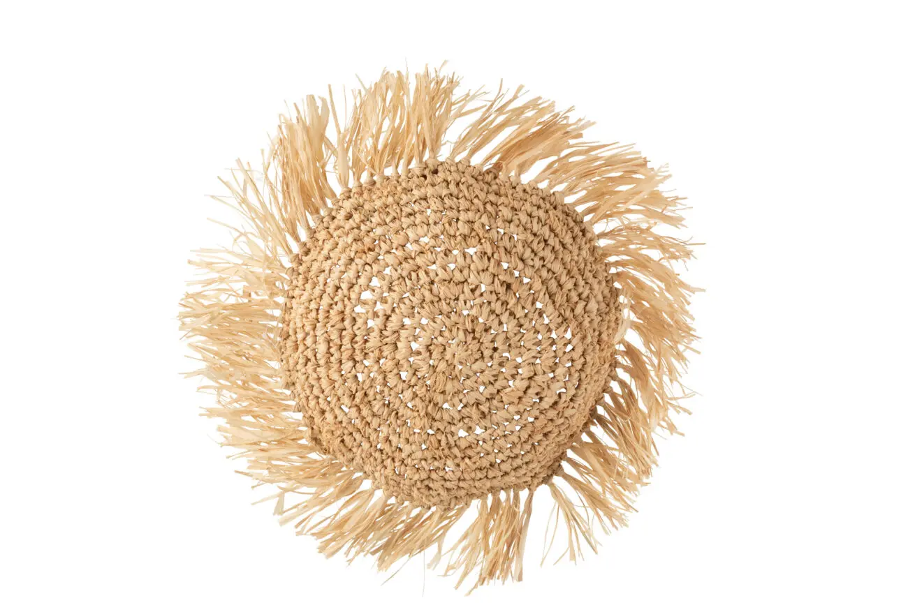 COUSSIN ROND ROTIN RAPHIA NATUREL