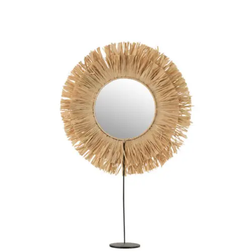 Miroir MIROIR SUR PIED ROND ROTIN RAPHIA NATUREL
