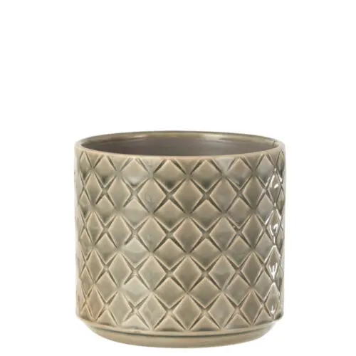 CACHE-POT CROIX CERAMIQUE GRIS FONCE MEDIUM
