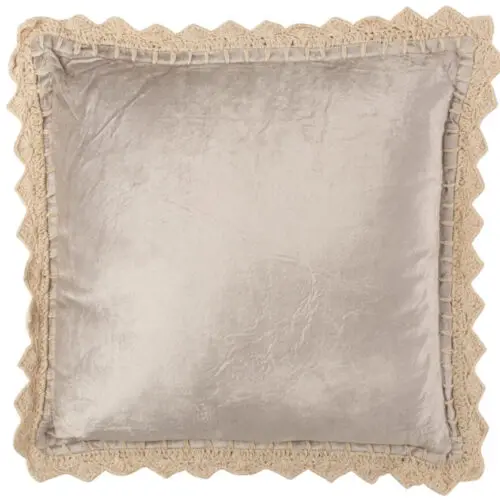 Coussin et plaid COUSSIN BORD VISCOSE CARRE GRIS