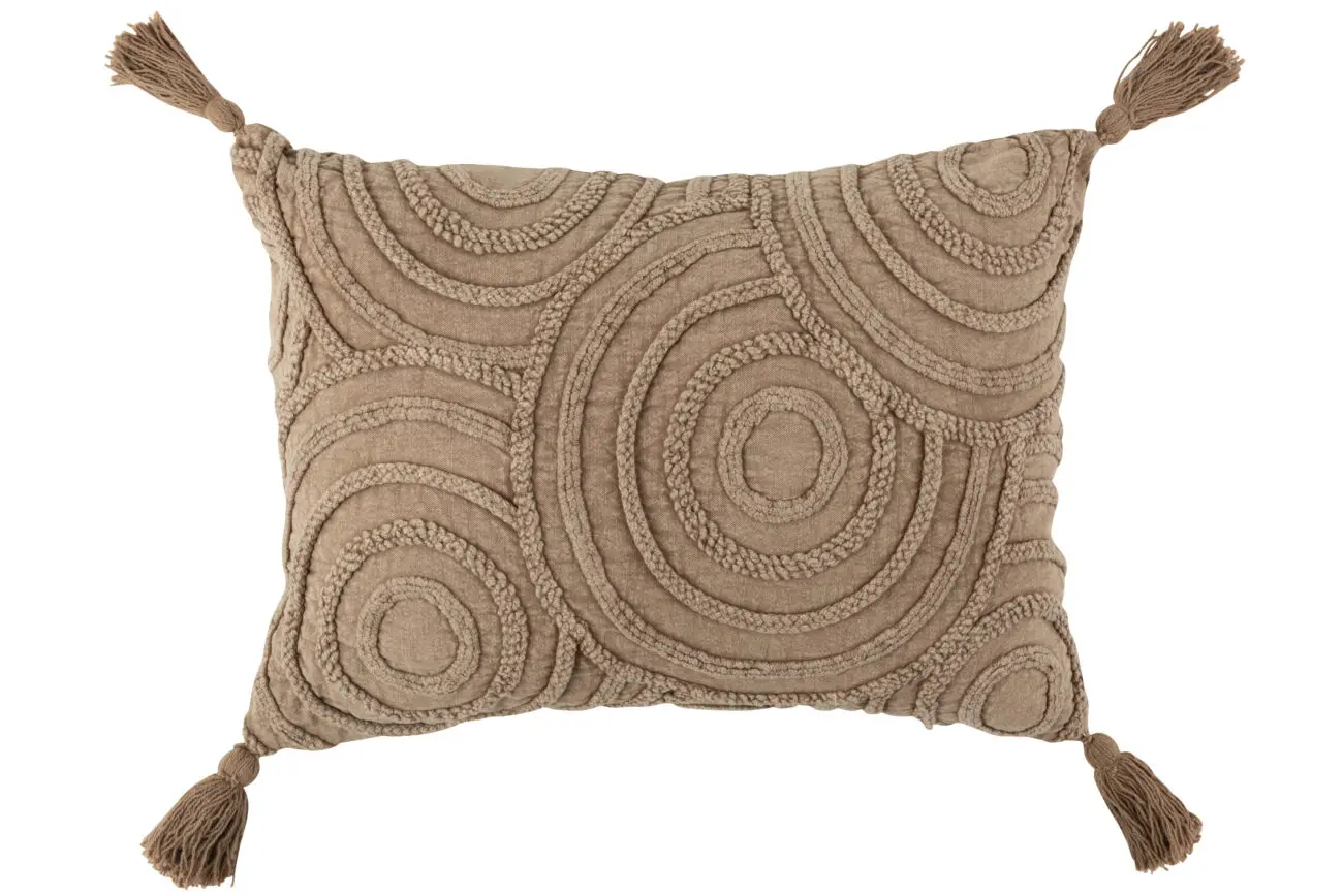 COUSSIN CERCLES COTON RECTANGULAIRE GRIS LARGE