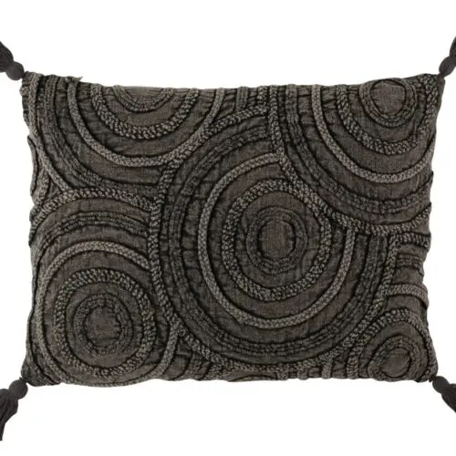 COUSSIN CERCLES COTON RECTANGULAIRE GRIS FONCE