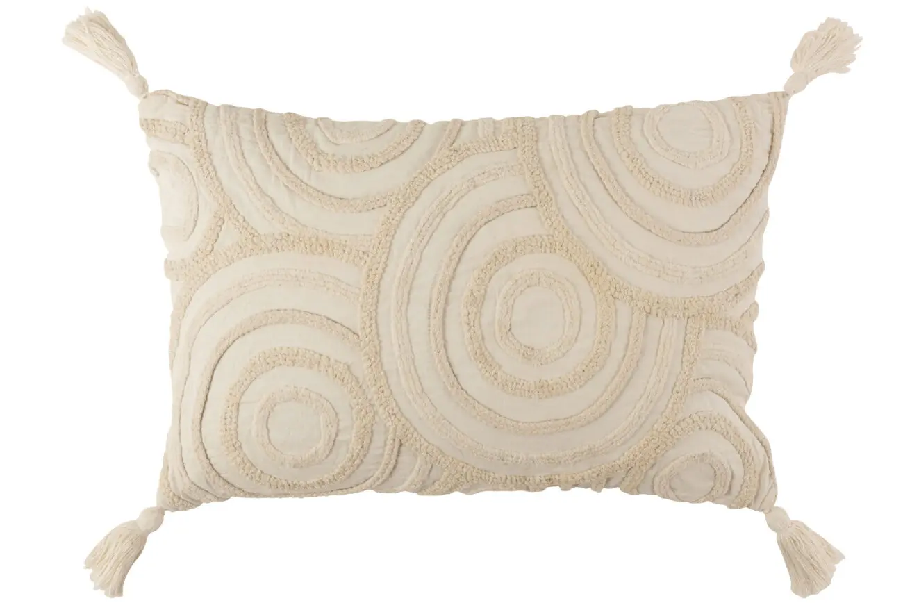 COUSSIN CERCLES COTON RECTANGULAIRE BLANC