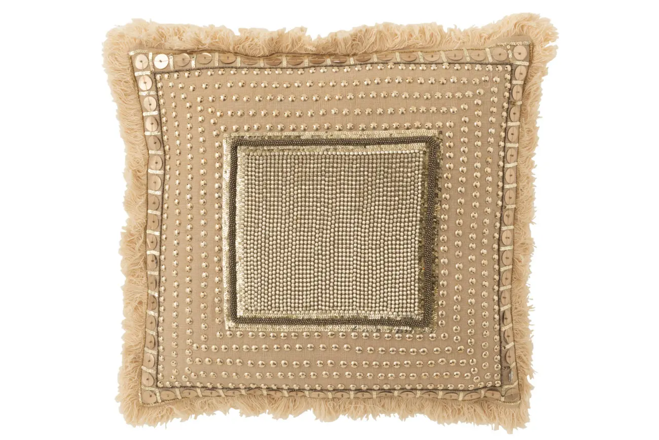 COUSSIN BORD IBIZA COTON BEIGE/BLANC