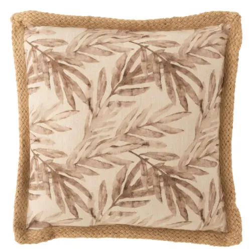 COUSSIN FEUILLE POLYESTER BEIGE/MAUVE