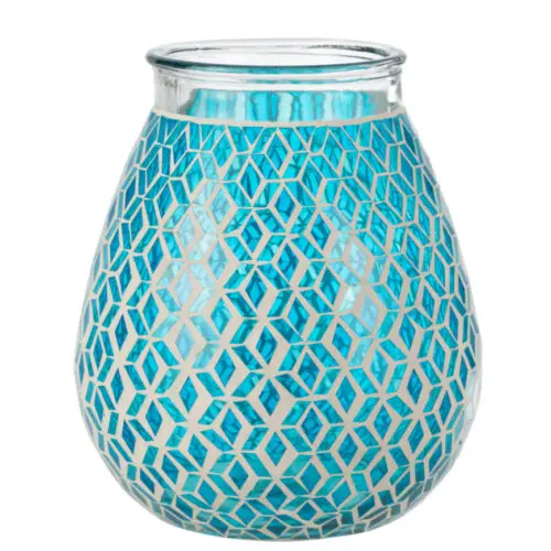 VASE MOSAIQUES ROND VERRE BLEU