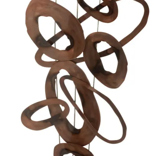 DECORATION MURALE OVALES LIGNES METAL MARRON SMALL