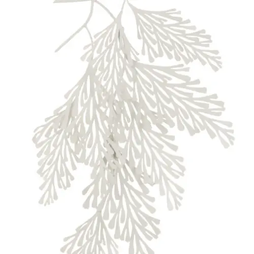 DECORATION MURALE FEUILLES BRANCHES METAL BLANC