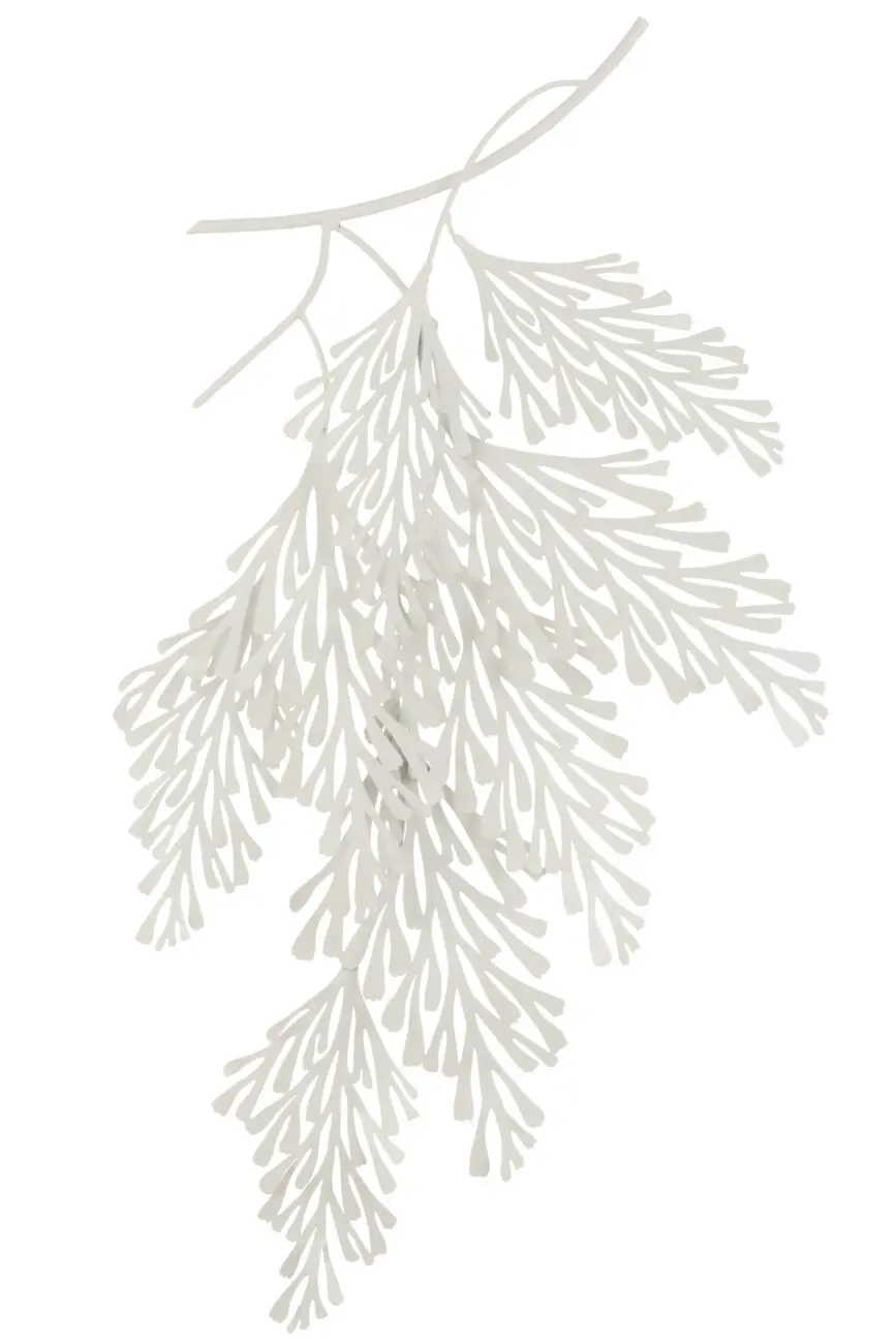 DECORATION MURALE FEUILLES BRANCHES METAL BLANC