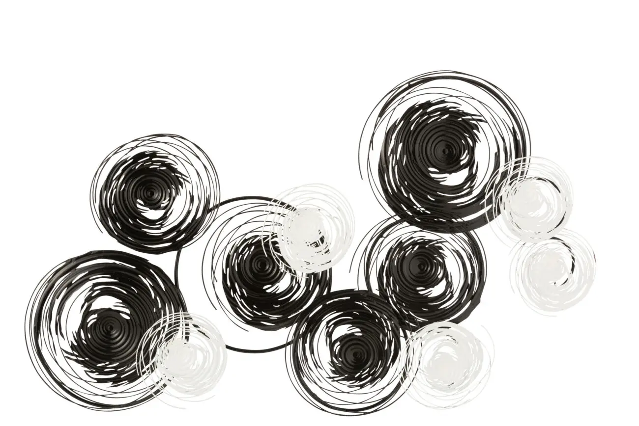 DECORATION MURALE CERCLES METAL NOIR/BLANC