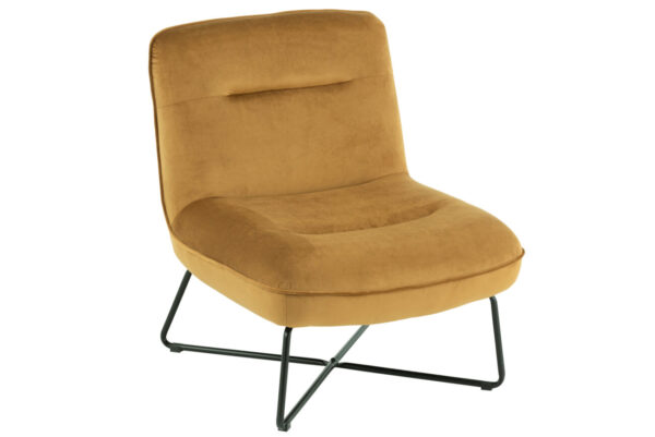 fauteuil en velours ocre J-line by Jolipa. Fauteuil Loune