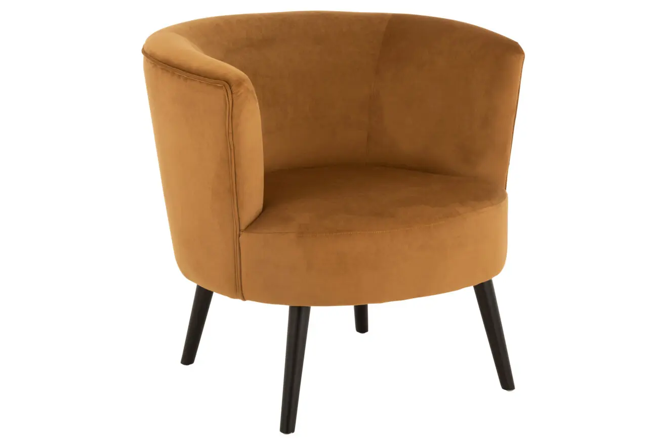 fauteuil salon en velours ocre J-line by Jolipa