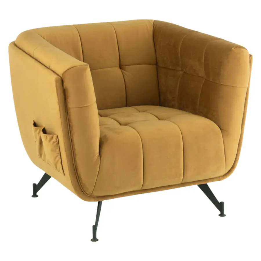 fauteuil moderne en velours ocre J-line Bendetini