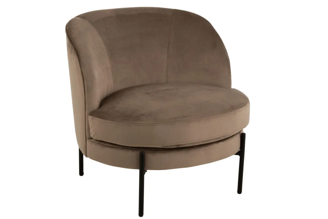 fauteuil rond en velours marron J-line by Jolipa